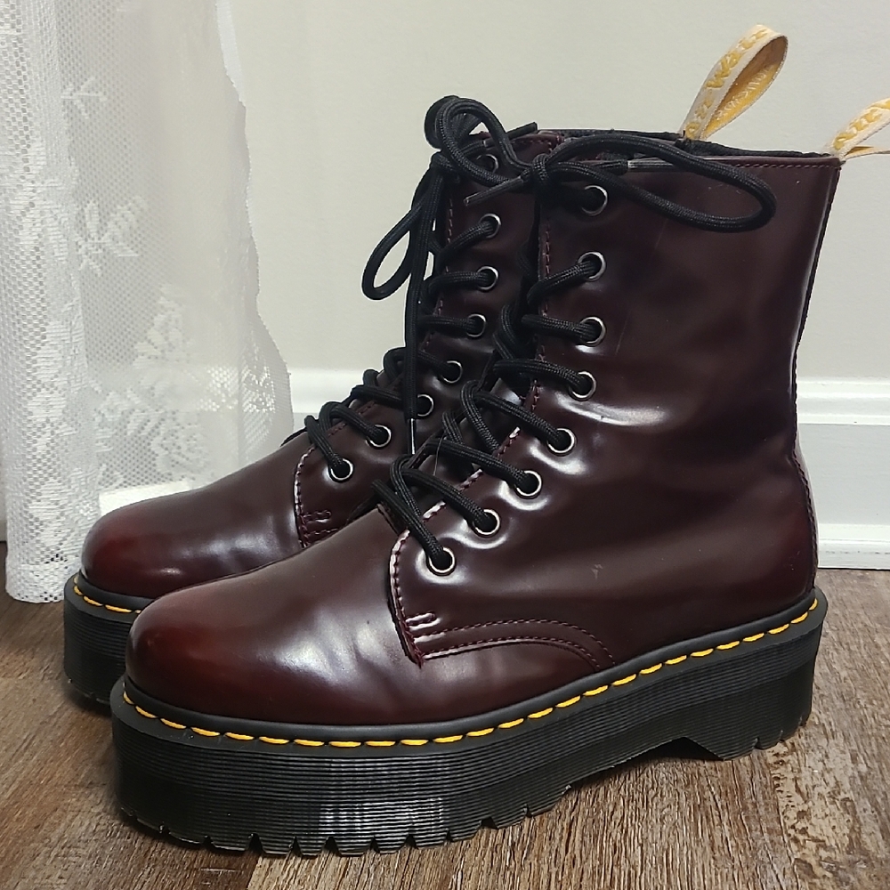 Dr. Martens Vegan Jadon Cherry Red Burgundy Platform Boots